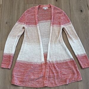 John Paul Richard Open-Front Striped Knit Cardigan Size Small